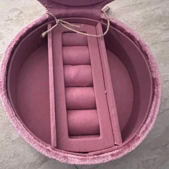 Unique Handcrafted Embellished Pink Velvet Jewelry Box - Picture 7 of 8
